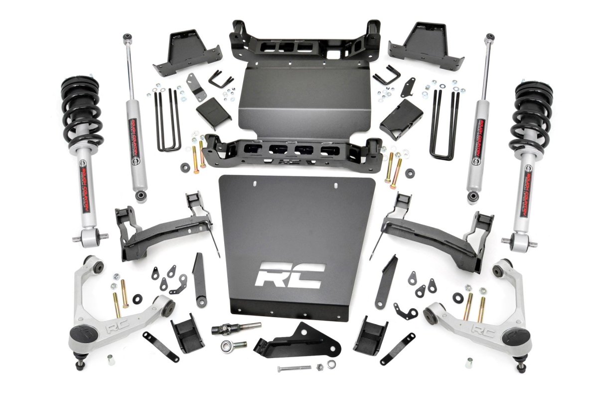 Chevrolet Silverado 1500 Suspension Lift Kit - Rough Country - 7 Inch Stamped Steel LCA, Forged UCA, Bracket, N3 Struts - '16-'18
